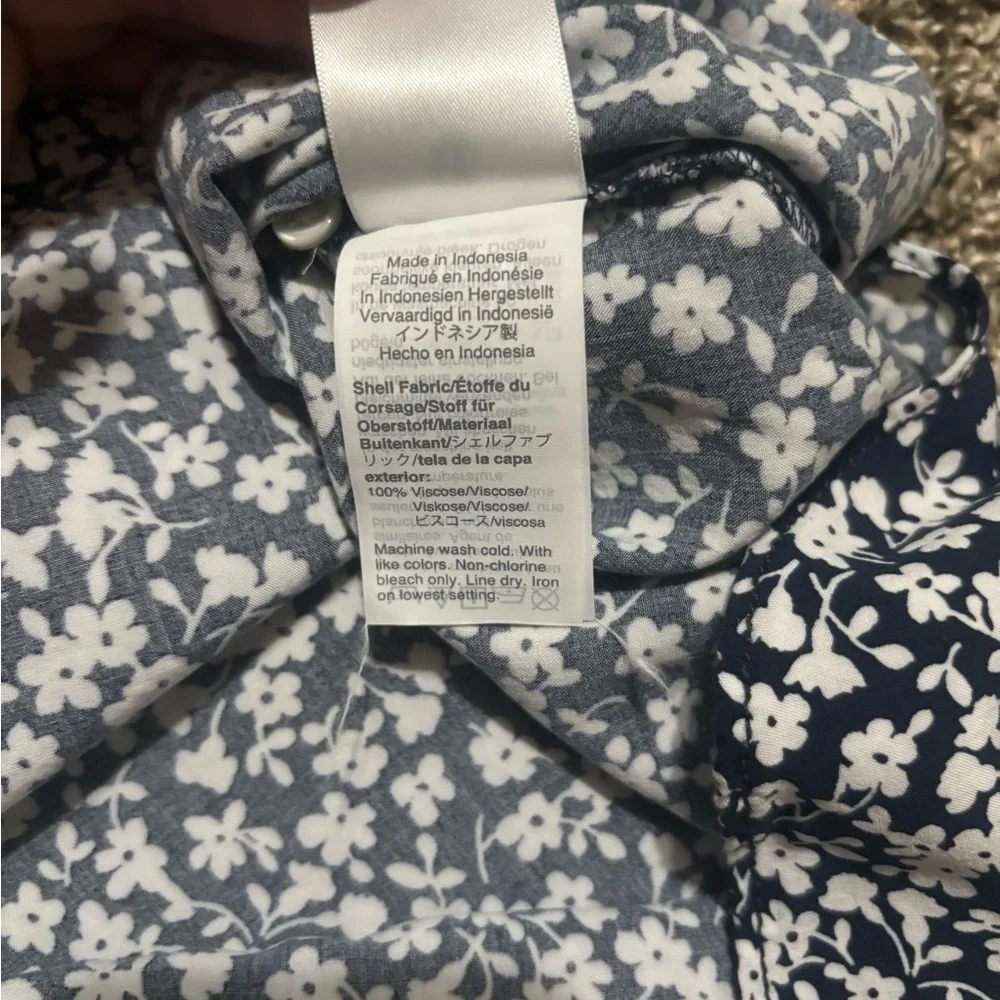 J. Crew Navy and White Floral Blouse
